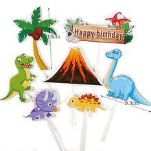 Load image into Gallery viewer, Dinosaur Cake Toppers Jungle Safari Birthday Party Cake Decor Jurassic World Dino Cake Decor Happy Birthday Party Decor Kids Boy