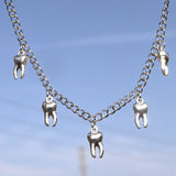 SKHEK 2022 Harajuku Goth Silver Color Teeth Metal Pendant Chain Necklace For Women Men Egirl Vintage Hip Hop Punk Cool Fashion Jewelry