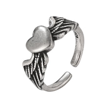 Load image into Gallery viewer, Skhek Vintage Gothic Skull Flower Angel Rings for Women Hip Hop Silver Color Butterfly Heart Finger Ring Fashion Streatwear Jewelry