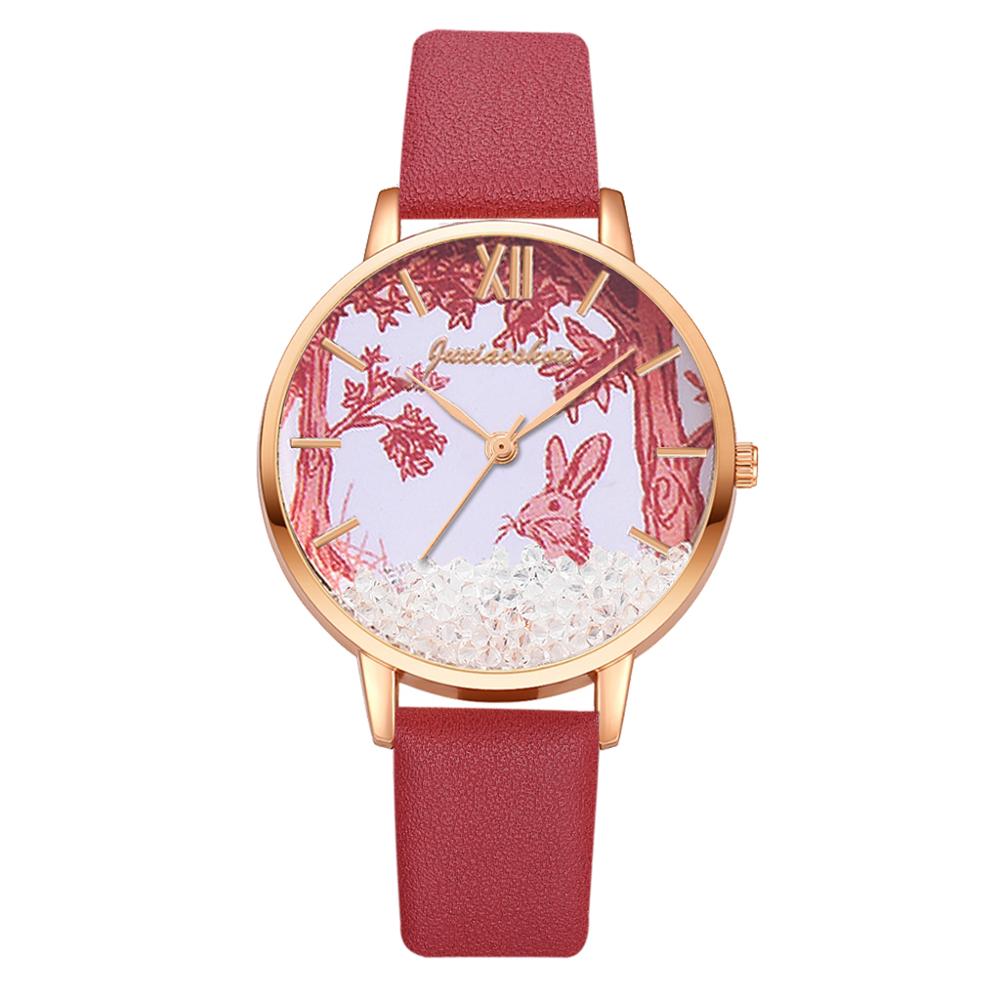Christmas Gift Fashion Watch For Women Fashion Removable Rhinestones Rabbit Dress Ladies Wrist Watch Purple Quartz Clock Dropshipping reloj