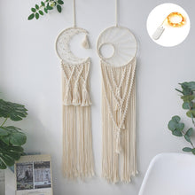 Load image into Gallery viewer, Skhek Boho Moon and Star Dream Catcher Macrame Wall Hanging Bohemian Home Decor Girls Kids Nursery Christmas Ornament Decoration Gifts