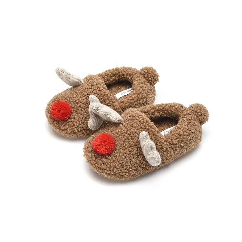 Autumn and Winter Warm Bag with Cotton Shoes Christmas Elk Parent-child Home Indoor Couple Slippers