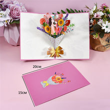 Load image into Gallery viewer, 3D Mothers Day Flower Bouquet Card Pop-Up Birthday Greeting Cards for Mom from Daughter Son