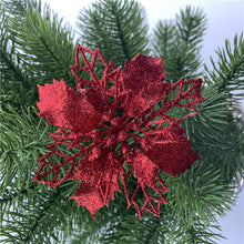 Load image into Gallery viewer, 5pcs/lot Glitter Artificial Flowers Fake Flowers Festival Party Wedding Decorations DIY Merry Christmas Tree Ornaments for Home