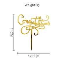 Load image into Gallery viewer, Skhek Graduation Party Gold Happy Graduation Acrylic Cake Toppers Gold Bachelor Cap Transcript Class of Cake Toppers Student Graduation Ceremony Decor