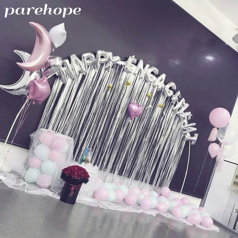 Matte Metallic Tinsel Foil Shimmer Curtain Birthday Party Photo Booth Backdrop Kids Unicorn Party Baby Shower Wedding Decoration