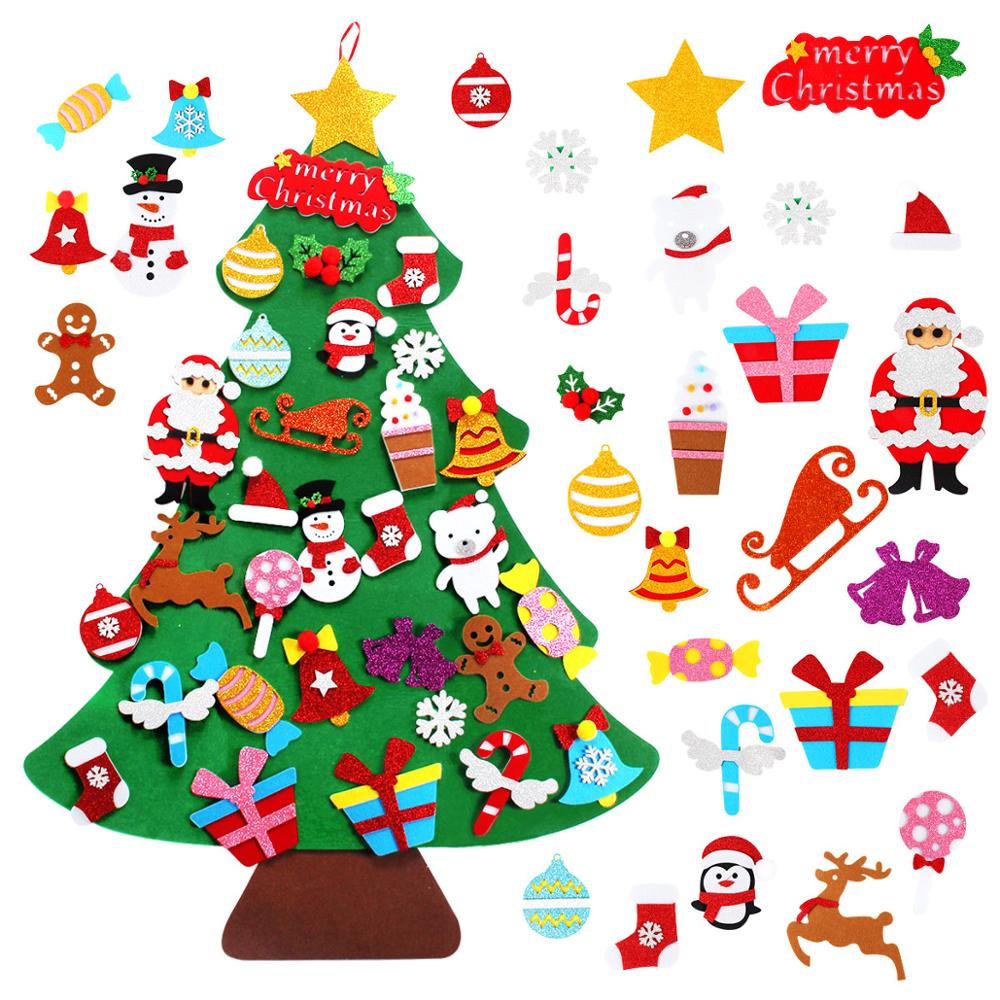 Christmas Gift DIY Felt Christmas Tree Merry Christmas Decor For Home 2021 Christmas Tree Ornament Santa Claus Kids Xmas Tree Navidad New Year