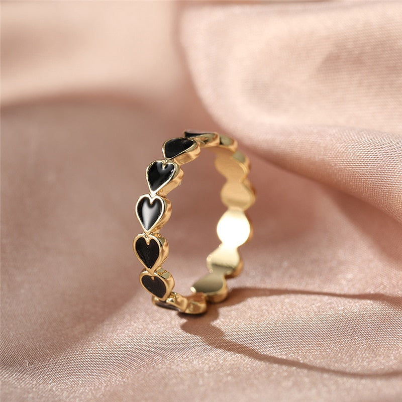 Skhek Ins Style Colorful Love Heart Rings For Women Men Lover Vintage Heart Couple Rings Yingyang Flame Finger Ring Jewelry  кольцо