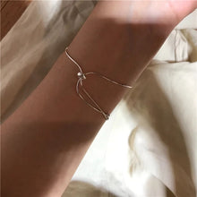 Load image into Gallery viewer, Fashion 925 Sterling Silver Snake Chain Bow Knot Bracelet &amp; Bangle Charm Bracelet Adjustable Women Fine Jewelry Accessories
