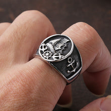 Load image into Gallery viewer, Skhek Vintage Viking Pirate Rings For Men Punk Hip Hop Stainless Steel Anchor Compass Ring Fashion Biker Ring Jewelry Gif