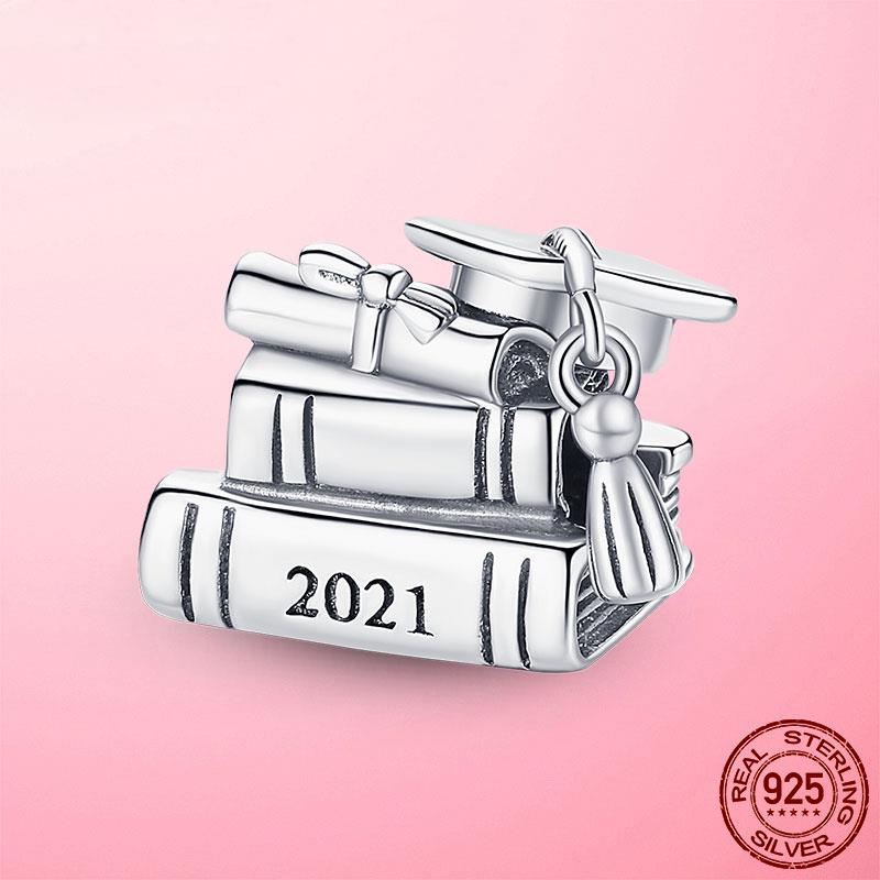 Skhek Graduation Gift  HIgh Quality Silver Color 2022 Graduation Books Charm Beads Fit Original Brand Charm Bracelet Jewelry Gift