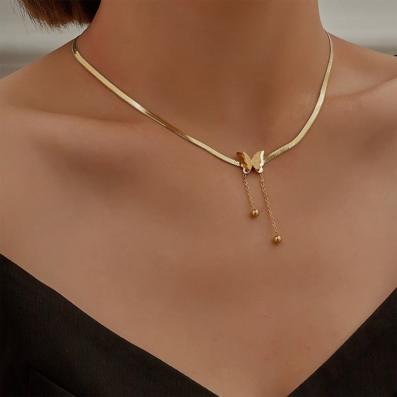 Skhek  2022 New Fine Long Tassel Shiny Crystal Fresh Pendant Necklaces For Women Temperament Hyperbole Style Necklace Jewelry Gifts