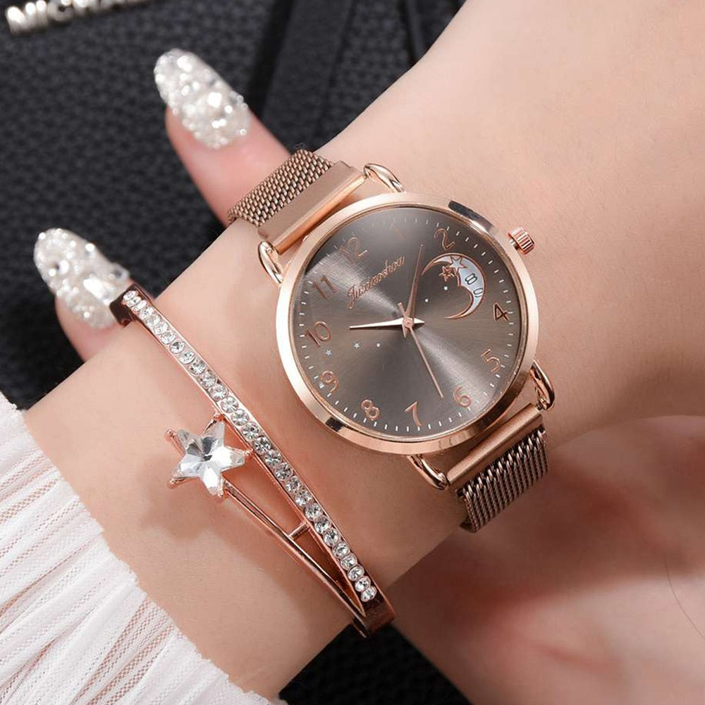 Christmas Gift Luxury Watch For Women Rose Gold Mesh Strap Women's Fashion Watches Simple Numbers Dial Luxury Quartz Clock Wristwatches reloj