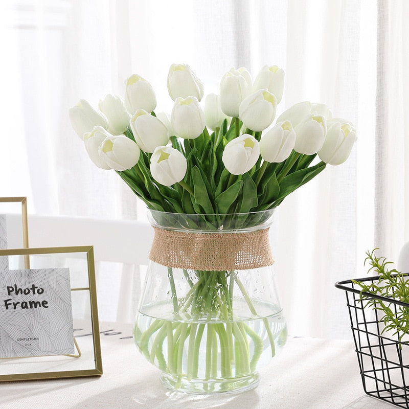 31Pcs/lot Tulips Artificial Flowers PU Calla Fake Flowers Real Touch Flowers for Wedding Decoration Home Party Decoration Favors