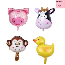 Load image into Gallery viewer, 1Set Farm Animal Banner Cow Pig Cake Topper Wrapper Horse Lion Pet Walking Balloons Kids Gift Birthday Party Decoration Supplies