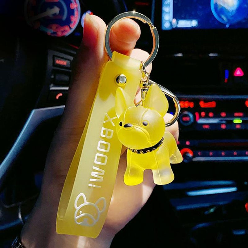 Fashion French Bulldog Keychain for Women Bag Pendant Transparent Colorful Dog Keychains Men Car Key Ring 2020 Christmas Gift