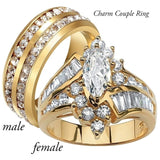 Skhek Couple Rings Stainless Steel Double Row Zircon Men Ring Luxucy Geometric Crystal Rhinestones Women Ring Gift