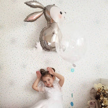 Load image into Gallery viewer, 2pcs Gray Rabbit Foil Balloon Long Ears Bunny Forest Jungle Animal Helium Globos Baby Shower Easter Birthday Party Decorations