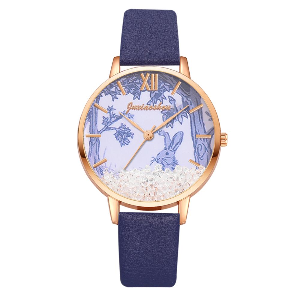 Christmas Gift Fashion Watch For Women Fashion Removable Rhinestones Rabbit Dress Ladies Wrist Watch Purple Quartz Clock Dropshipping reloj