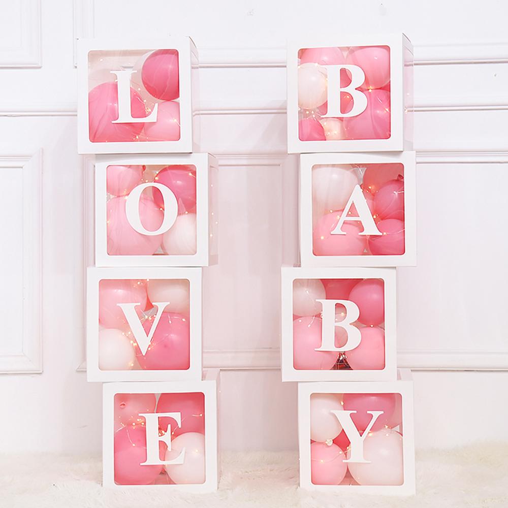 DIY Macaron Balloon Alphabet Transparent Packing Box For Wedding Props Birthday Party Decorations Kids Gift Baby Shower Supplies