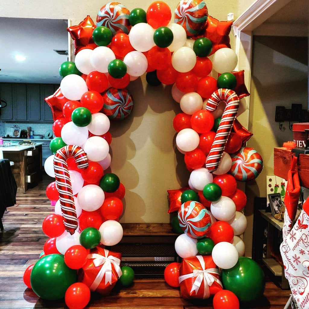 171Pcs Christmas Balloon Garland Arch Kit Christmas Decorations Red Gift Box Candy Canes Balloon for home new year party Navidad