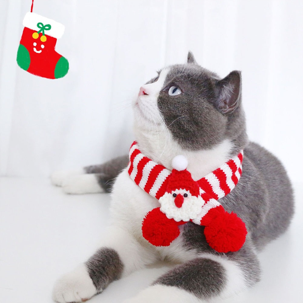 Christmas knitted scarf Cat accessories dog accessories dog clothes Dog collar Cat toy Dog harness pet decoração brinquedos
