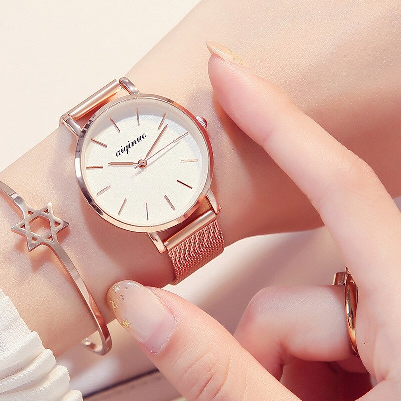 Christmas Gift 2020 Luxury Rose Gold Women Watches Fashion Diamond Ladies Starry Sky Magnet Watch Waterproof Female Wristwatch  reloj mujer