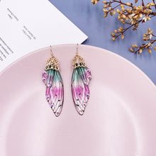 Load image into Gallery viewer, Skhek 2023 Hot Fairy Rainbow Butterfly Gold Color Colorful Wings Drop Dangle Earrings Female Insect Wing Earrings Jewelry