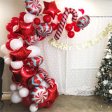 138pcs Christmas Balloon Garland Arch kit Xmas Red White Candy Balloons 4D Gift Box Balloons for Home Party Christmas Decoration