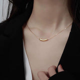 Skhek 2023 New Trendy Small Eggplant Shape Pendant Golden Silver Color Tube Necklace Metal Clavicle Chain Jewelry For Women