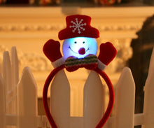 Load image into Gallery viewer, Lovely Christmas Headband Santa Reindeer Snowman Bear LED Light Headband Hair Band Lightening Double Head Xmas Decoration F