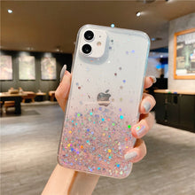 Load image into Gallery viewer, Skhek Back to School Clear Glitter Phone Case For Iphone 13 12 Pro 11 Pro Max XS Max XR X 7 8 Plus 12Mini SE 2022 Cute Gradient Rainbow Sequins Coque