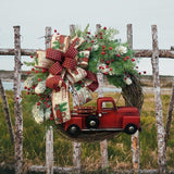 Farmhouse Christmas Decor Red Truck Christmas Wreath Window Front Door Wreath Decoration Wall Hanging Prop Party Home Decoration