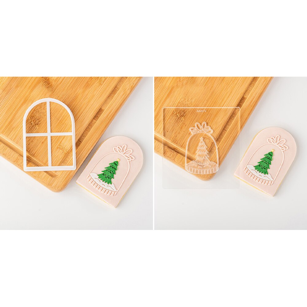 Cute Christmas Biscuit Embossing Knife Elk Bell Gift Santa Tree Fondant Cake Mold Baking Cutting Stamp Embossing Navidad Tool