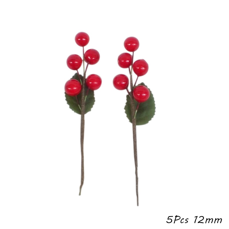 Red Theme Artificial Flower Cherry Stamen Berries Bundle DIY Christmas Decoration Wedding Cake Gift Box Wreaths Xmas Decor