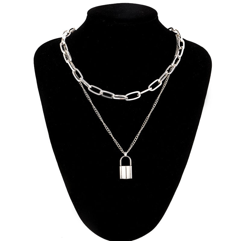 Lock Chain Necklace With A Padlock Pendants For Women Men Punk Jewelry On The Neck 2021 Grunge Aesthetic Egirl Eboy Accessories