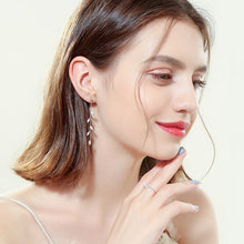 Load image into Gallery viewer, Hot New Silver Needle Willow Leaf Earrings Female Fashion Jewelry   Temperament Simple Long Tassel Earrings For Women Gift