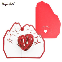 Load image into Gallery viewer, 3D Love in the hands Romance Pop-Up Cards Valentines Day Anniversary Mothers Day Greeting Cards