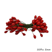 Load image into Gallery viewer, Red Theme Artificial Flower Cherry Stamen Berries Bundle DIY Christmas Decoration Wedding Cake Gift Box Wreaths Xmas Decor