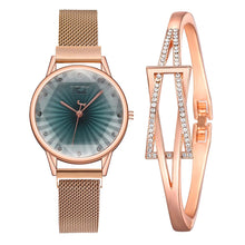 Load image into Gallery viewer, Christmas Gift 2pcs Set Luxury Women Watches Diamond Rose Gold Ladies Wrist Watches Magnetic Women Bracelet Watch For Female Relogio Feminino