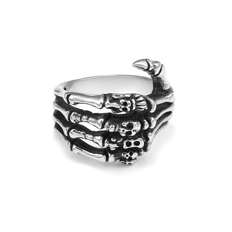vintage Wild Skull Ring Dark Punk Paw Hand Bone Ring Gothic Jewelry Wedding Anniversary Gift Accessories Simple