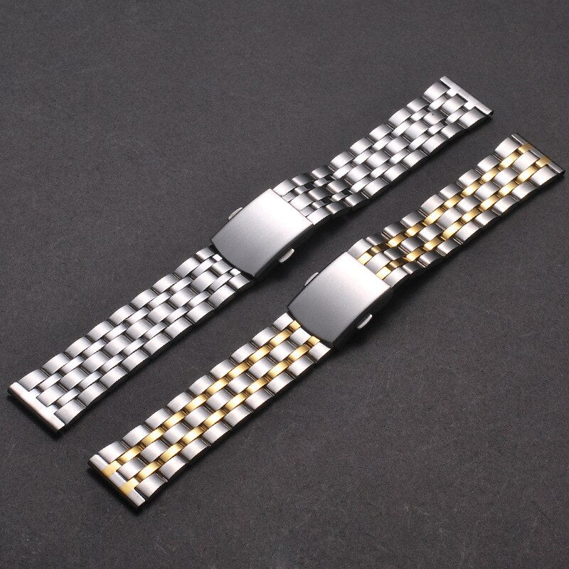 Christmas Gift Watch Band Strap General Purpose Bilateral Button Stainless Steel Bracelet Band Strap Watch with 18 20 22mm Wristband Watchband