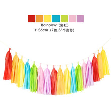 Load image into Gallery viewer, Paper tassel flower dessert table birthday background wall decoration children&#39;s party wedding room decoration supplies ribbons