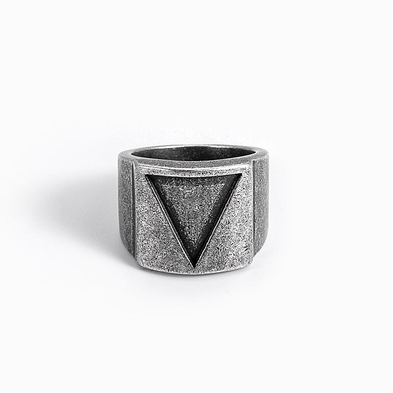 Skhek Stainless Steel Viking triangle love Ring vintage Custom retro Classic jewelry finger man engagement ring Boyfriend Gift OSR067