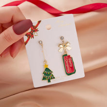 Load image into Gallery viewer, Christmas Gift Merry Christmas Elk Snowman Dangle Earring For Women Santa Claus Xmas Socks Tree Asymmetrical Earrings New Year Jewelry Gifts
