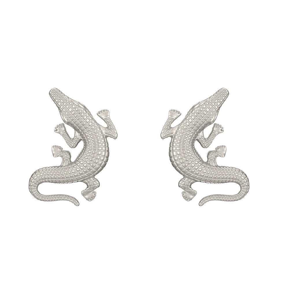 SKHEK 2022 Punk Long Crocodile Snake Earrings For Women Jewelry European Gold Color Ear Stud Womens Stud Earings Gift