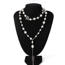 Load image into Gallery viewer, SHIXIN Simulated Pearl Choker Hollow Crystal Heart Necklace for Women Long Tassel Necklaces on Neck 2020 Wedding Jewelry Fashion