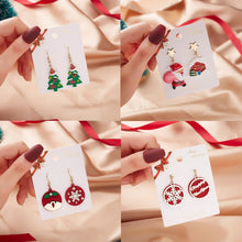 Load image into Gallery viewer, Christmas Gift New Christmas Earrings Santa Claus Snowman Christmas Tree Snowflake Elk Asymmetric Drop Earring For Women Girls New Year Gifts