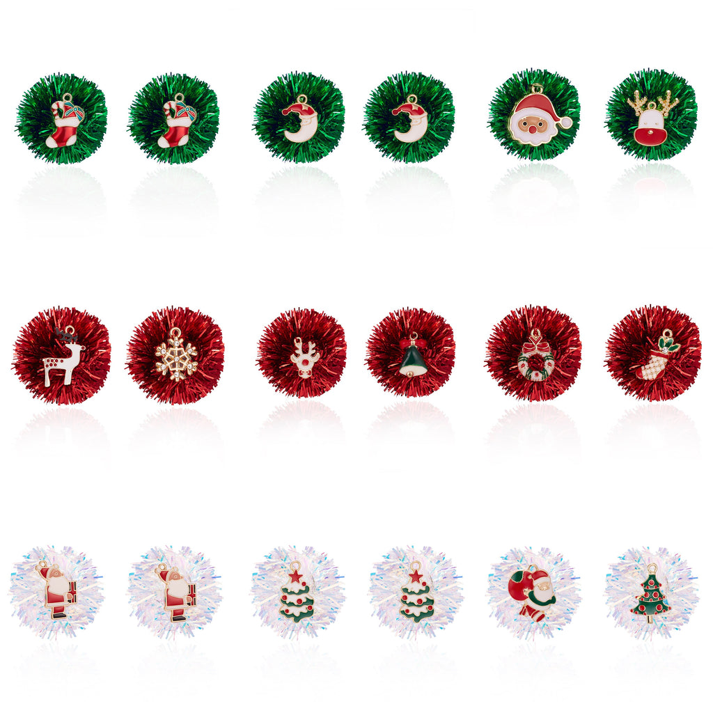 Christmas Gift 2021 New Fashion Red Green Color Christmas Stud Earrings For Women Moon Elk Deer Plastic Tassel Ball Earring Girls New Year Gift