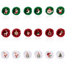 Load image into Gallery viewer, Christmas Gift 2021 New Fashion Red Green Color Christmas Stud Earrings For Women Moon Elk Deer Plastic Tassel Ball Earring Girls New Year Gift